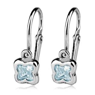 CS1130-Q Dětské náušnice stříbrné - kytičky, Aquamarine