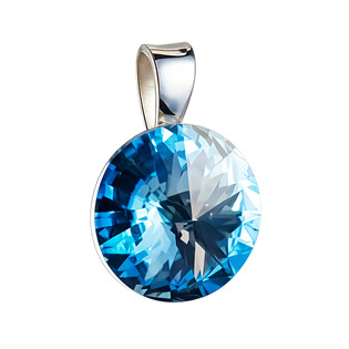 EG1008-Q Stříbrný přívěšek rivoli Crystals from Swarovski® Aqua