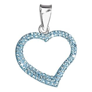 EG1021-LB Stříbrný přívěšek srdíčko s krystaly Crystals from Swarovski®, Light Blue
