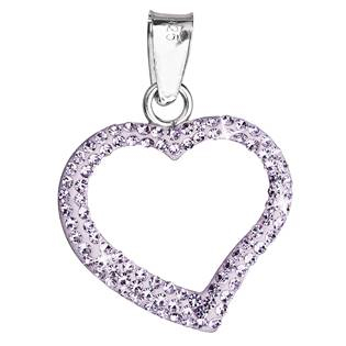 EG1021-VI Stříbrný přívěšek srdíčko s krystaly Crystals from Swarovski®, Violet