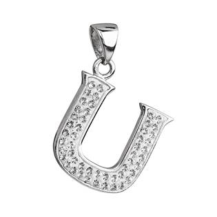 EG1047-U Stříbrný přívěšek Crystals from Swarovski® písmeno U