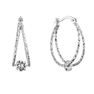 EG1707 Stříbrné náušnice vzorované kruhy se Swarovski krystalem