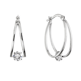 EG1709 Stříbrné náušnice hladké kruhy se Swarovski krystalem