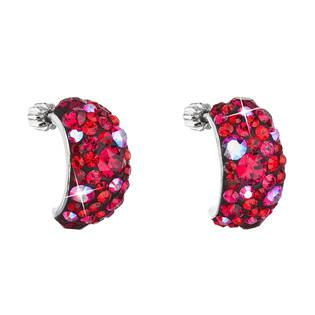 EG2002-CH Stříbrné šroubovací náušnice s krystaly Crystals from Swarovski®, Cherry