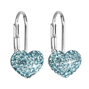 EG2003-Q Dívčí stříbrné náušnice srdíčka s krystaly Crystals from Swarovski® Aqua