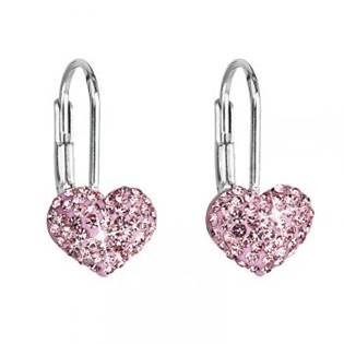 EG2003-R Dívčí stříbrné náušnice srdíčka s krystaly Crystals from Swarovski® Rose