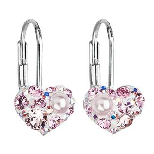 EG2003-ROAB Dívčí stříbrné náušnice srdíčka s krystaly Crystals from Swarovski®, ROSE AB