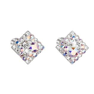 EG2006-AB Stříbrné náušnice pecka s krystaly Swarovski ab efekt kosočtverec 31169.2