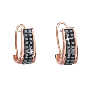 EG2011-BJ Zlacené stříbrné náušnice s krystaly Crystals from Swarovski®, Black Jet