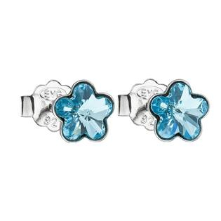 EG2033-AQ Stříbrné náušnice kytičky Crystals from Swarovski® Aqua