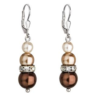 EG2069-BR Stříbrné náušnice s perličkami Crystals from Swarovski® Brown