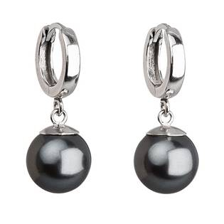 EG2071-GR Stříbrné náušnice s perlou Crystals from Swarovski® Grey