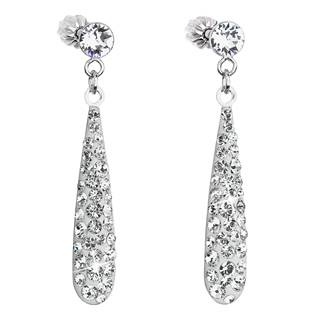 EG2220-CR Stříbrné náušnice visací s krystaly Swarovski bílá slza
