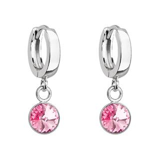 EG2227-RO Stříbrné visací náušnice s krystalem Crystals from Swarovski® Rose