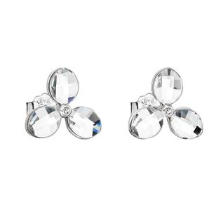 EG2513-CR Stříbrné náušnice pecka s krystaly Swarovski bílá kytička