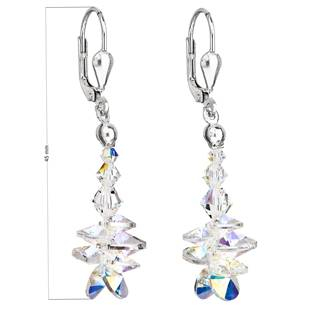 EG2528-AB Stříbrné náušnice visací s krystaly Swarovski AB efekt hrozen