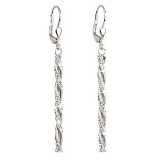 EG2559-C Stříbrné náušnice visací s krystaly Swarovski bílé