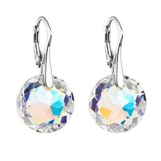 EG2872 Stříbrné náušnice visací s krystaly Swarovski ab efekt kulaté 31296.2