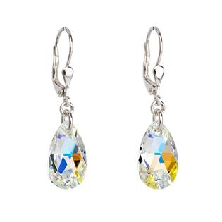 EG2938-AB Stříbrné náušnice visací s krystaly Swarovski AB efekt slza