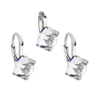 EG3012-CR Stříbrný set náušnic kostky Crystals from Swarovski® Crystal