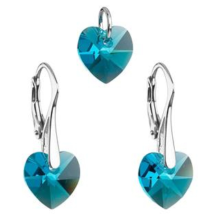 EG3046-AQ Sada náušnic a přívěšku se srdíčky Crystals from Swarovski® Aqua