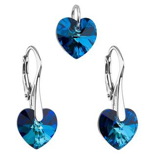 EG3046-BB Sada náušnic a přívěšku se srdíčky Crystals from Swarovski® Montana Blue