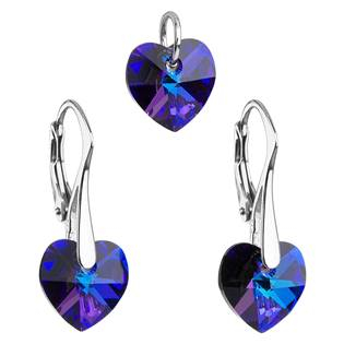 EG3046-HT Sada náušnic a přívěšku se srdíčky Crystals from Swarovski® Heliotrope