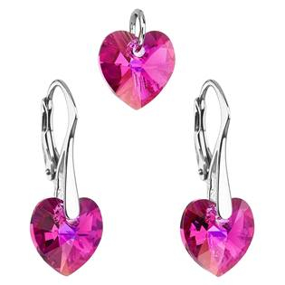 EG3046-RO Sada náušnic a přívěšku se srdíčky Crystals from Swarovski® Fuchsia