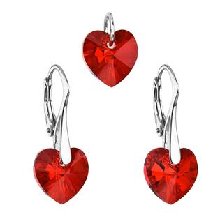 EG3046-SI Sada náušnic a přívěšku se srdíčky Crystals from Swarovski® Siam