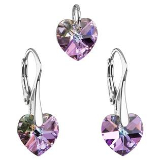 EG3046-VL Sada náušnic a přívěšku se srdíčky Crystals from Swarovski® Vitrail Light