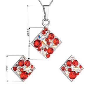 EG3053-SI Sada šperků - čtverce s kameny Crystals from Swarovski® Siam