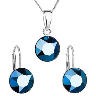 EG3054-MB Sada stříbrných šperků s kameny Crystals from Swarovski® Metalic Blue