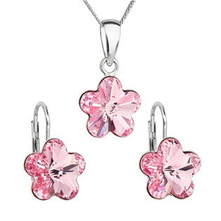 EG3057-RO Sada stříbrných šperků s kytičkami Crystals from Swarovski® Rose