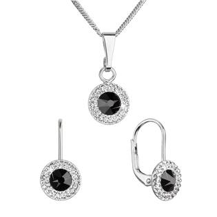EG3202-BJ Sada šperků s krystaly Swarovski náušnice a přívěsek, Black Jet