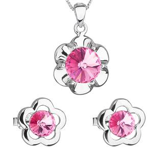EG3205-RO Sada šperků s krystaly Swarovski náušnice, řetízek a přívěsek
