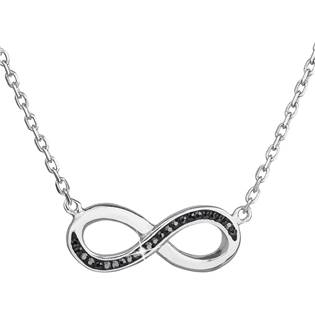 EG4005-K Stříbrný náhrdelník nekonečno s krystaly Crystals from Swarovski® Black