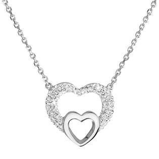 EG4012-CR Stříbrný náhrdelník se srdíčky - Crystals from Swarovski®