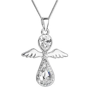 EG4250 Stříbrný náhrdelník anděl se Swarovski krystaly bílý