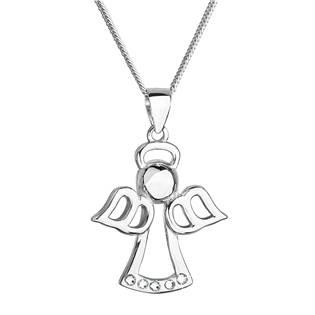 EG4251 Stříbrný náhrdelník anděl se Swarovski krystaly bílý