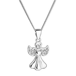 EG4252 Stříbrný náhrdelník anděl se Swarovski krystaly bílý