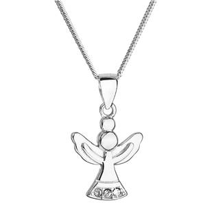 EG4253 Stříbrný náhrdelník anděl se Swarovski krystaly bílý