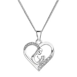 EG4261 Stříbrný náhrdelník matka a dítě se Swarovski krystaly