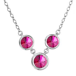 EG4262-F Stříbrný náhrdelník se Swarovski krystaly, Fuchsia