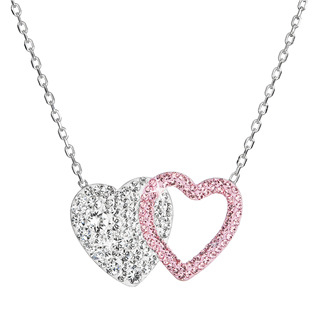 EG4304 Stříbrný náhrdelník dvojité srdce se Swarovski krystaly