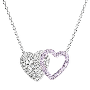EG4305 Stříbrný náhrdelník dvojité srdce se Swarovski krystaly