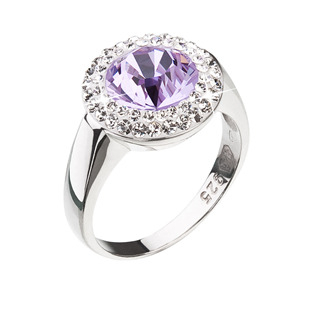 EG5014-VI-54 Stříbrný prsten s krystaly Swarovski fialový kulatý, vel: 54