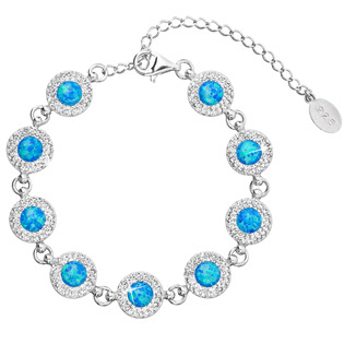 EG7538-OP05 Stříbrný náramek se syntetickým opálem a krystaly Preciosa
