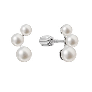 EG9061 Stříbrné náušnice se třemi bílými říčními perlami