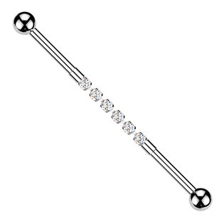 ID01050-GD Zlacený idustrial piercing s kamínky