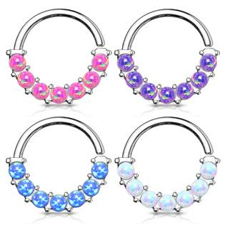 K01053-WH Piercing kruh s opály, 1,0 x 10 mm